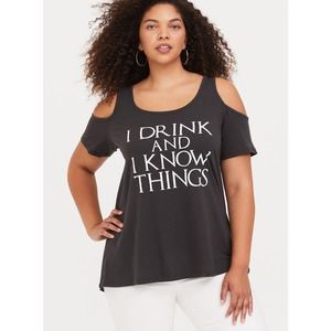 Torrid Game of Thrones I Drink and I Know Things Tee Shirt Top Size: 00X (10)